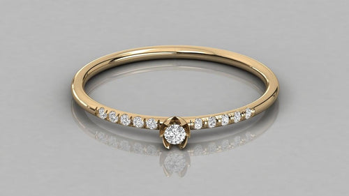 Flower Ring / 14k Gold Round Diamond Micro Pave Floral Ring / Diamond Stacking Ring / Diamond Wedding Band - Jalvi & Co.