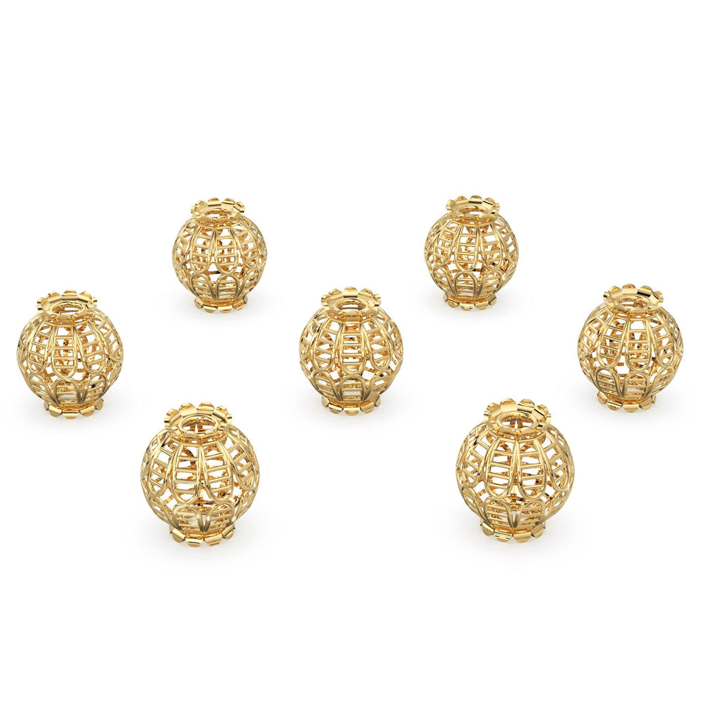 Flower Vase Solid Gold 14k 18k Handmade Gold Spacer Bead Jewelry Making Supply 7mm 8mm 11mm - Jalvi & Co.