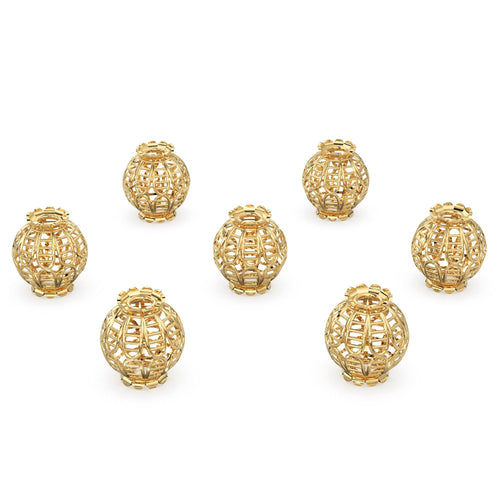 Flower Vase Solid Gold 14k 18k Handmade Gold Spacer Bead Jewelry Making Supply 7mm 8mm 11mm - Jalvi & Co.