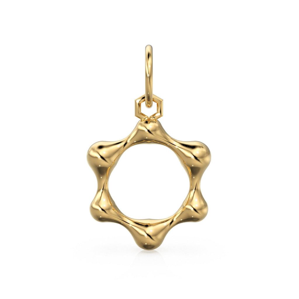 Fluid Molecule 14k 18k Solid Gold Charm Pendant, Organic Diamond Charm, Gold Charm Diamond Finding, Dainty Solid Gold Pendant - Jalvi & Co.