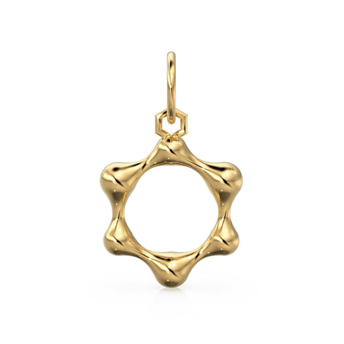 Fluid Molecule 14k 18k Solid Gold Charm Pendant, Organic Diamond Charm, Gold Charm Diamond Finding, Dainty Solid Gold Pendant - Jalvi & Co.