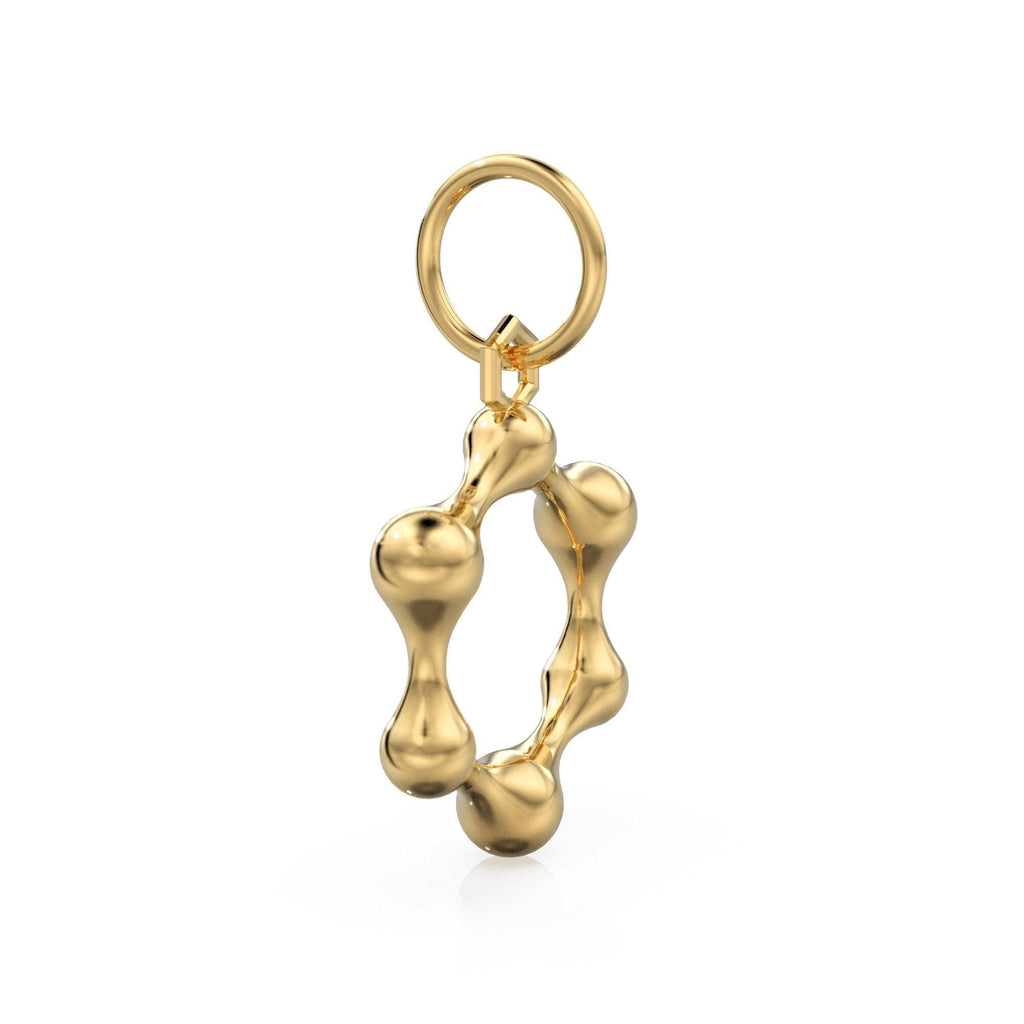 Fluid Molecule 14k 18k Solid Gold Charm Pendant, Organic Diamond Charm, Gold Charm Diamond Finding, Dainty Solid Gold Pendant - Jalvi & Co.