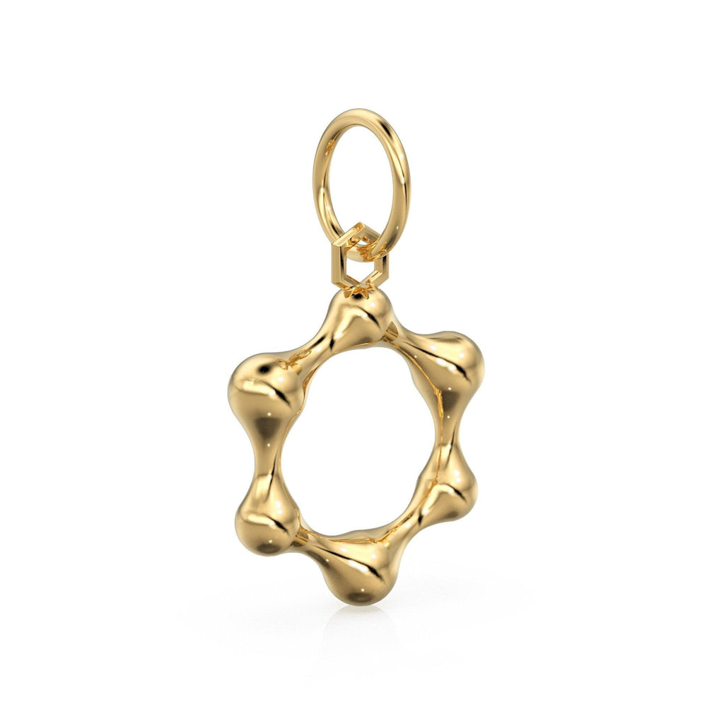 Fluid Molecule 14k 18k Solid Gold Charm Pendant, Organic Diamond Charm, Gold Charm Diamond Finding, Dainty Solid Gold Pendant - Jalvi & Co.