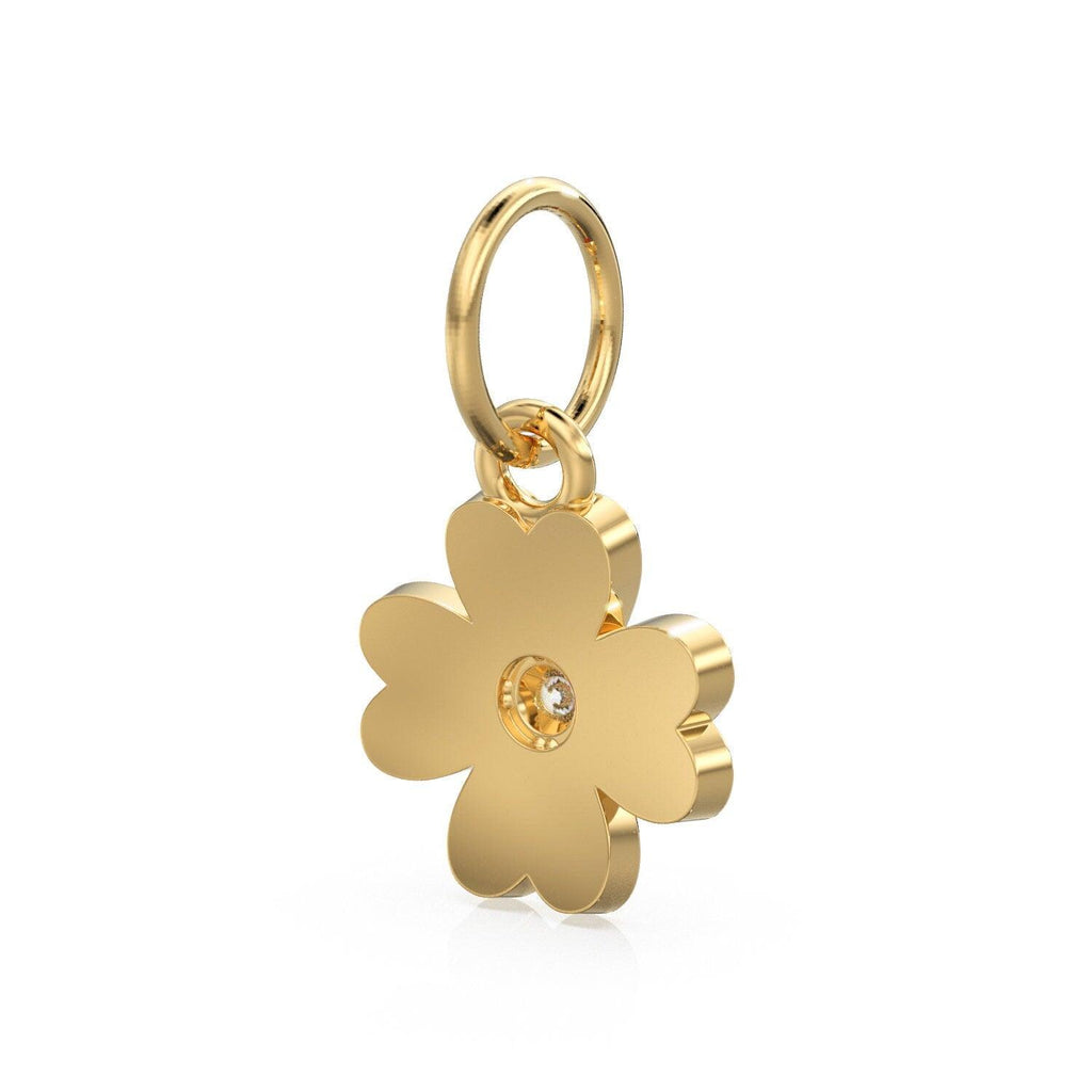 Four Leaf Clover Yellow Gold Diamond Enamel Quatrefoil Lucky Charm Necklace Pendant - Jalvi & Co.