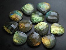 Load image into Gallery viewer, Front Drilled, 1 Matched Pair,Yellow Flashy Labradorite Faceted Heart Shape, 25mm Size - Jalvi &amp; Co.