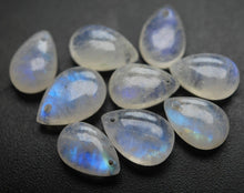 Load image into Gallery viewer, Front Drilled 14 Pcs Of ,Blue Flashy Rainbow Moonstone Smooth Pear Shape Briolettes, 12mm Size, - Jalvi &amp; Co.