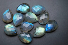 Load image into Gallery viewer, Front Drilled, 2 Beads,Super Finest Blue Flash Labradorite Faceted Pear Shape Briolettes Size 13X18mm Aprx - Jalvi &amp; Co.