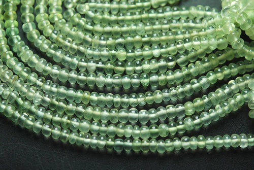 Full 13 Inches Strand,Rare Natural Prehnite Smooth Rondelles, 4mm - Jalvi & Co.