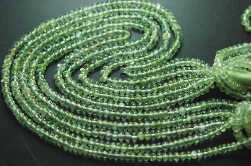 Full 13 Inches Strand,Rare Natural Prehnite Smooth Rondelles, 4mm - Jalvi & Co.