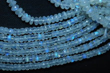 Load image into Gallery viewer, Full 14 Inch Strand Of Machine Cut Quality Blue Fire Rainbow Moonstones Micro Faceted Rondells 6-6.5mm - Jalvi &amp; Co.