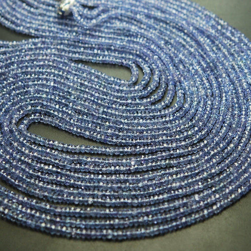 Full 14 Inches Strand, Natural Tanzanite Micro Faceted Rondelles Blue 2.5-3mm - Jalvi & Co.