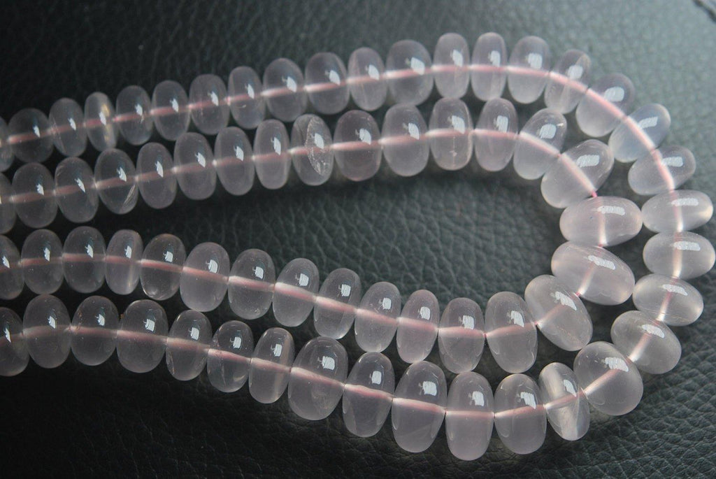 Full 16 Inch Strand, Rose Quartz Smooth Rondelles, 6-12mm - Jalvi & Co.
