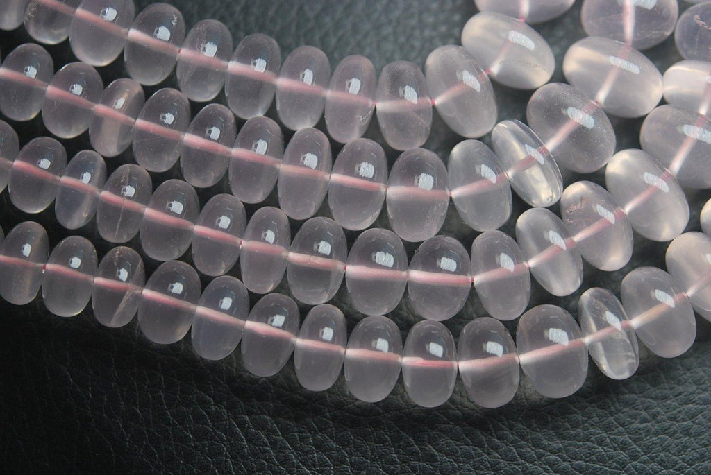 Full 16 Inch Strand, Rose Quartz Smooth Rondelles, 6-12mm - Jalvi & Co.