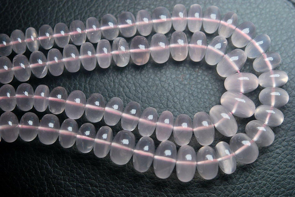 Full 16 Inch Strand, Rose Quartz Smooth Rondelles, 6-12mm - Jalvi & Co.