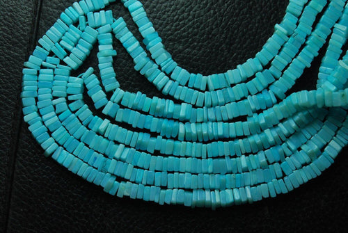 Full 16 Inch Strand,Peruvian Blue Opal Smooth Heishi Beads, 4-4.5mm Size, - Jalvi & Co.