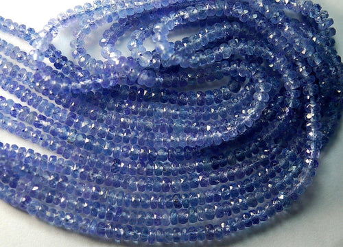 Full 2X14 Inch Long Strand Micro Faceted Rondelles Blue Tanzanite 2.75-3mm - Jalvi & Co.
