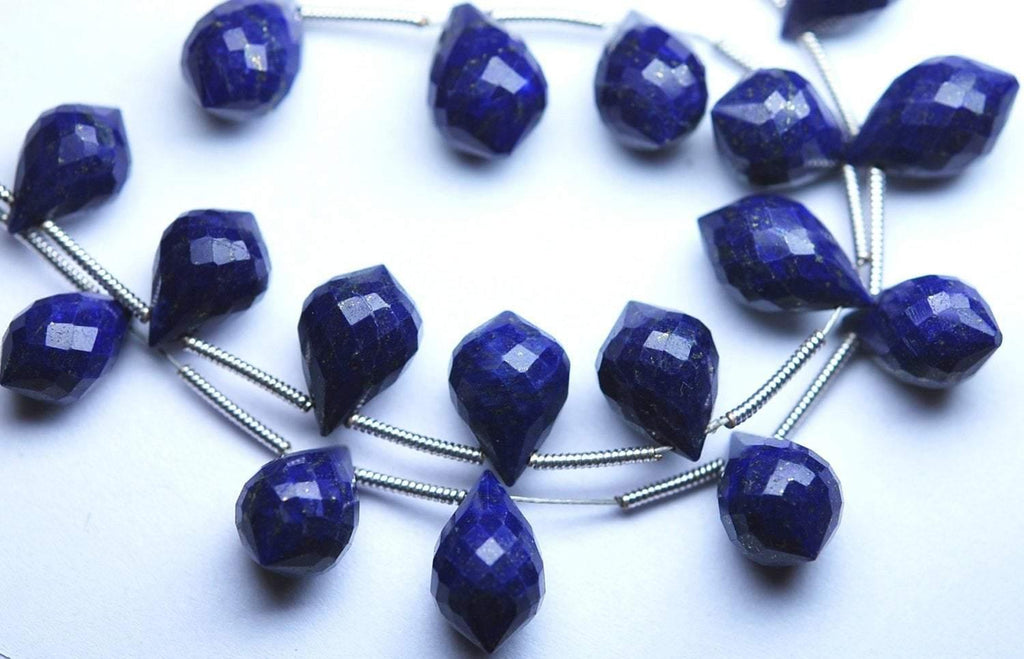 Full 8 Inch Aaa Quality Lapis Lazuli Faceted Dew Drops Shape Briolettes 11-13mm Long - Jalvi & Co.