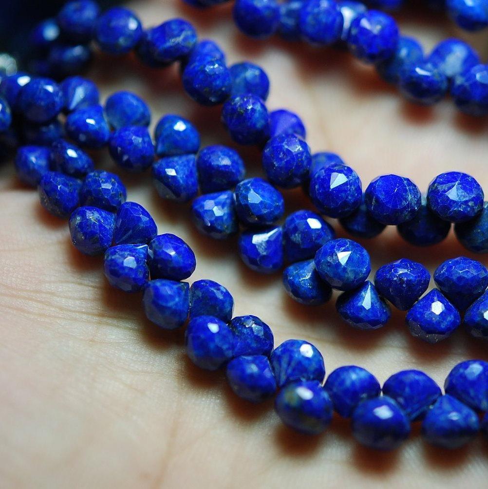 Full 8 Inch, Aaa Quality, Lapis Lazuli Faceted Onions Shape Briolettes, 8-9mm Long - Jalvi & Co.