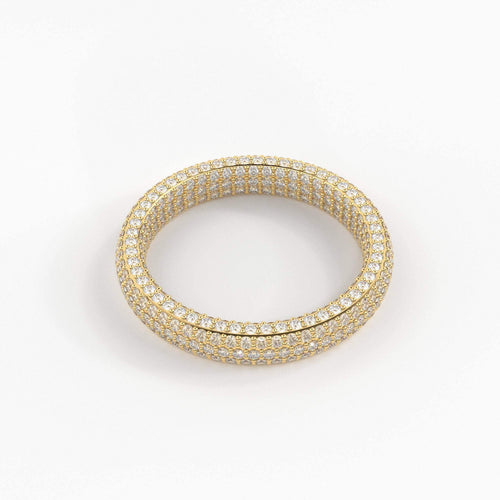 Full Pave Diamond Ring / Diamond Studded Luxury Ring / Full Eternity Diamond Band / Stackable Handmade Ring / Cocktail Diamond Dome Ring - Jalvi & Co.