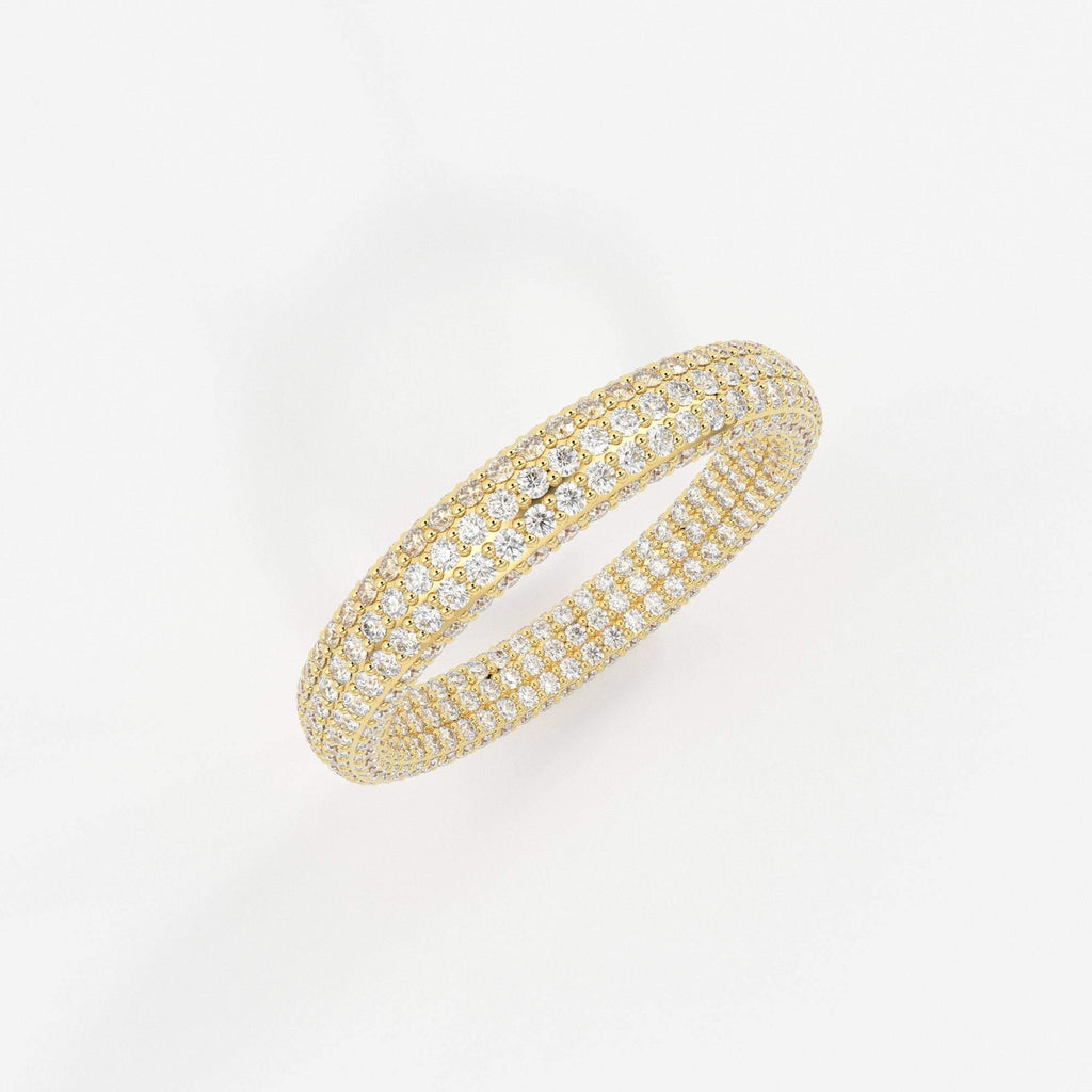 Full Pave Diamond Ring / Diamond Studded Luxury Ring / Full Eternity Diamond Band / Stackable Handmade Ring / Cocktail Diamond Dome Ring - Jalvi & Co.