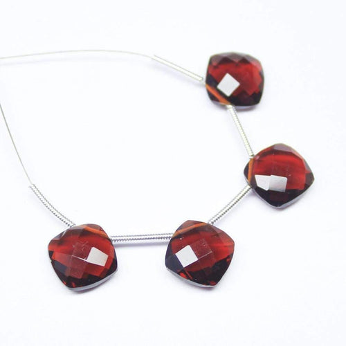 Garnet Red Quartz Faceted Cushion Beads 8mm 10pc - Jalvi & Co.