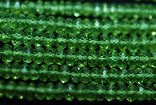 Gems Quality 13 Inches Faceted Rondelles Large Size 4.5mm Peridot - Jalvi & Co.