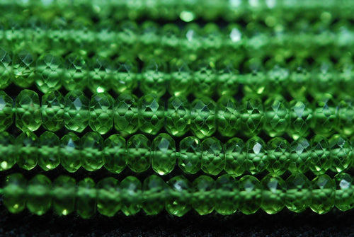 Gems Quality 13 Inches Faceted Rondelles Large Size 4.5mm Peridot - Jalvi & Co.
