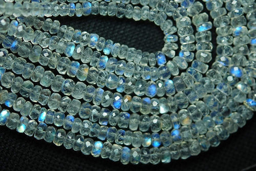 Gems Quality Strand, 14 Inches Strand, AAA Gems Fire Moonstone Faceted Rondelle 3.5-4mm - Jalvi & Co.