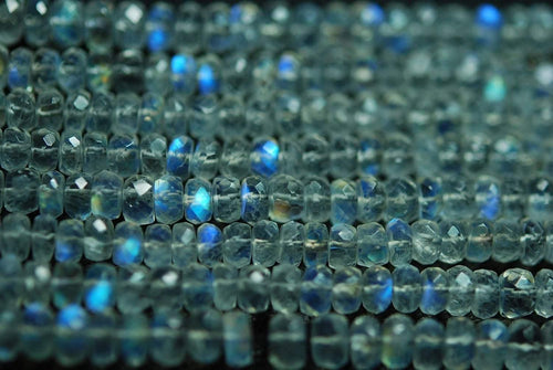 Gems Quality Strand, 14 Inches Strand, AAA Gems Fire Moonstone Faceted Rondelle 3.5-4mm - Jalvi & Co.