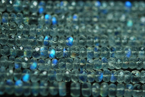 Gems Quality Strand, 14 Inches Strand, AAA Gems Fire Moonstone Faceted Rondelle 3.5-4mm - Jalvi & Co.