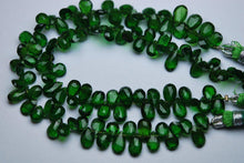 Load image into Gallery viewer, Gems Quality Strand, 7 Inches Strand, AAA Super Rare Green Chrome Diopside Faceted Pear Shape, Size 7-8mm - Jalvi &amp; Co.