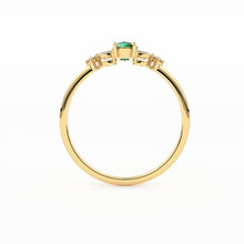 Load image into Gallery viewer, Genuine Emerald Engagement Ring in 14k Gold/ Natural Emerald Diamond Ring Available in Gold, Rose Gold White Gold - Jalvi &amp; Co.