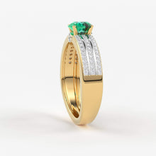 Load image into Gallery viewer, Genuine Green Emerald Engagement Ring in 14k Gold / Emerald Ring Available in Gold Rose Gold / Gemstone Ring / Diamond Emerald Cocktail Ring - Jalvi &amp; Co.