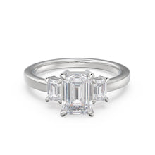 Load image into Gallery viewer, GIA Emerald Cut Diamond Three Stone Engagement Ring, Certified Diamond Proposal Ring, Handmade Wedding Ring, Certified GIA Diamond Ring - Jalvi &amp; Co.