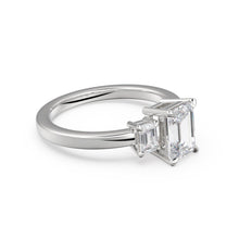 Load image into Gallery viewer, GIA Emerald Cut Diamond Three Stone Engagement Ring, Certified Diamond Proposal Ring, Handmade Wedding Ring, Certified GIA Diamond Ring - Jalvi &amp; Co.