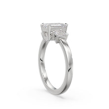 Load image into Gallery viewer, GIA Emerald Cut Diamond Three Stone Engagement Ring, Certified Diamond Proposal Ring, Handmade Wedding Ring, Certified GIA Diamond Ring - Jalvi &amp; Co.