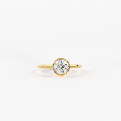 GIA Round Cut Diamond Engagement Ring / Bezel Set Ring / 0.80 carat Diamond Ring / Diamond Ring / Certified Solitare 18k Solid Gold Ring - Jalvi & Co.
