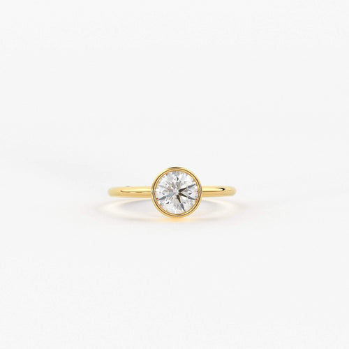 GIA Round Cut Diamond Engagement Ring / Bezel Set Ring / 0.80 carat Diamond Ring / Diamond Ring / Certified Solitare 18k Solid Gold Ring - Jalvi & Co.