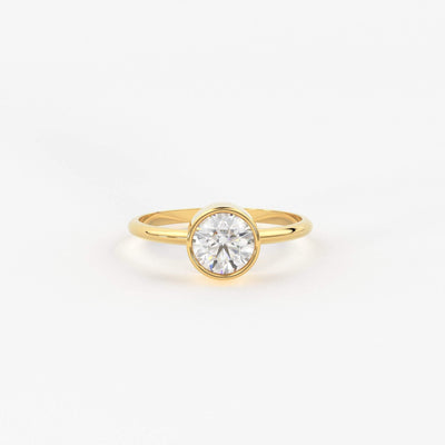 GIA Round Cut Diamond Engagement Ring / Bezel Set Ring / 0.80 carat Diamond Ring / Diamond Ring / Certified Solitare 18k Solid Gold Ring - Jalvi & Co.