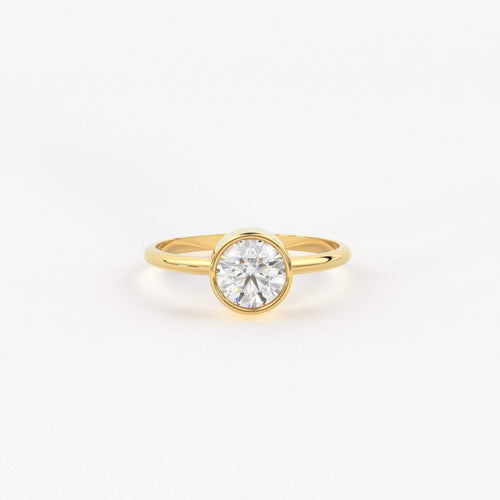 GIA Round Cut Diamond Engagement Ring / Bezel Set Ring / 0.80 carat Diamond Ring / Diamond Ring / Certified Solitare 18k Solid Gold Ring - Jalvi & Co.