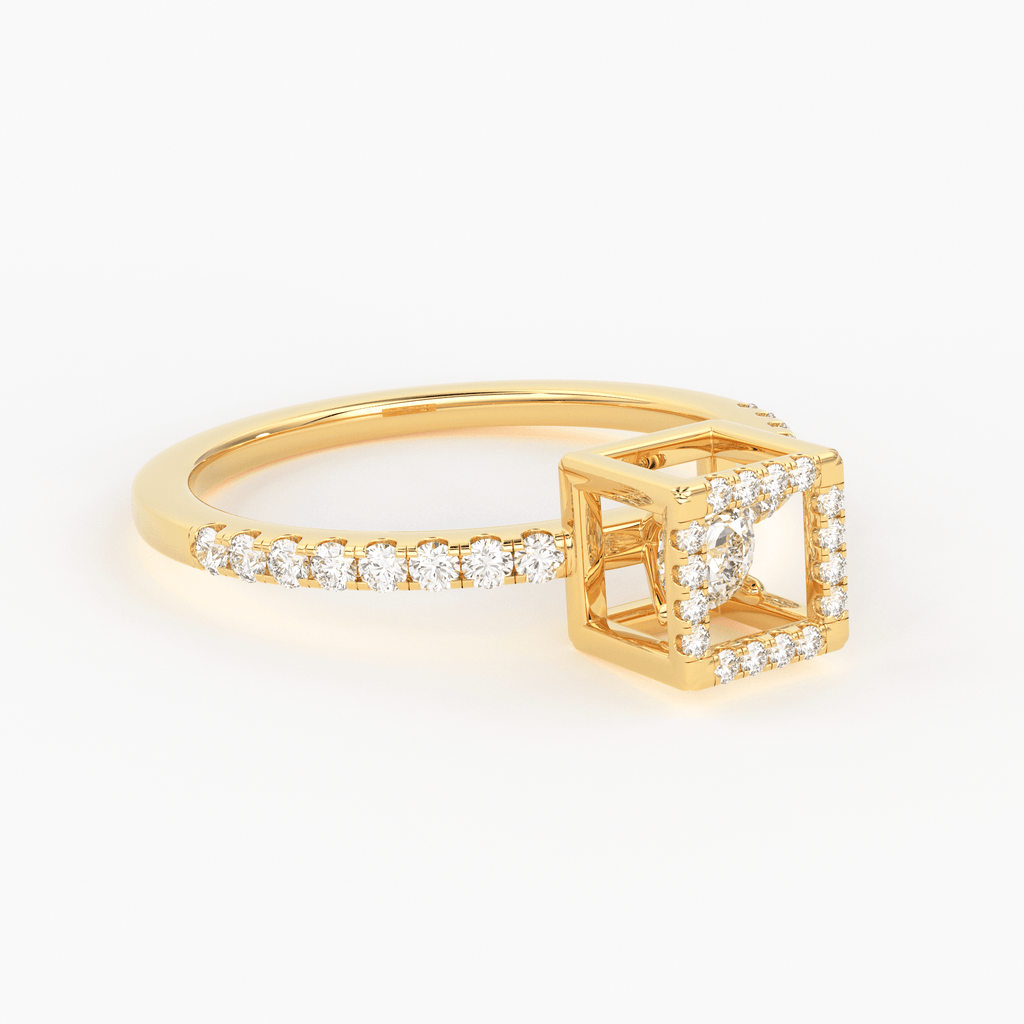 Gift Box Diamond Wedding Band / Diamond Wedding Ring / Pave Diamond Unique Ring / Stacking 14k Gold Handmade Ring - Jalvi & Co.