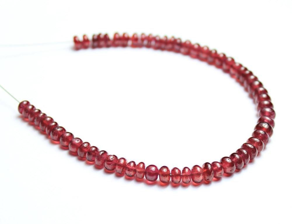 Glass Fill Red Ruby Smooth Polished Rondelle Loose Beads Strand 7" 3mm 5mm - Jalvi & Co.