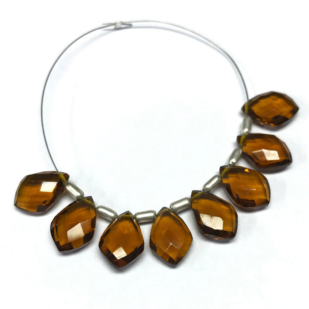 Gold Brandy Citrine Quartz Faceted Kite Shield Briolette Drop Loose Gemstone Beads 8 pair 12x8mm - Jalvi & Co.