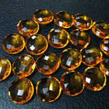 Gold Citrine Quartz Faceted Coin Loose Gemstone Matching Pair Beads 6pc 12mm