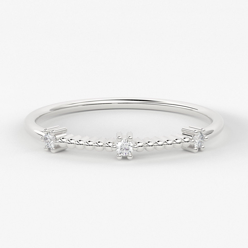 Gold Diamond Rope Ring/ 14k Gold Trio Diamond Engagement Ring/ Simple Engagement Ring/ Stackable Ring / Dainty Diamond Ring - Jalvi & Co.