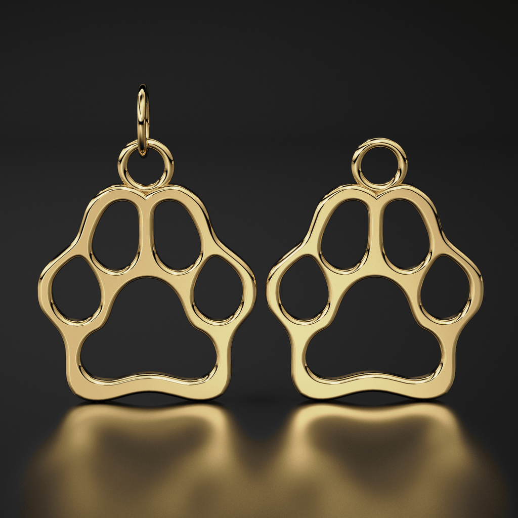 Gold Paw Cut Out Pendant, Dog Cat Paw Charm Pendant, 14k Gold Pendant, Yellow Gold, Favourite Pet Pendant, Gift For Her - Jalvi & Co.