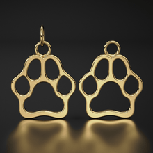 Load image into Gallery viewer, Gold Paw Cut Out Pendant, Dog Cat Paw Charm Pendant, 14k Gold Pendant, Yellow Gold, Favourite Pet Pendant, Gift For Her - Jalvi &amp; Co.