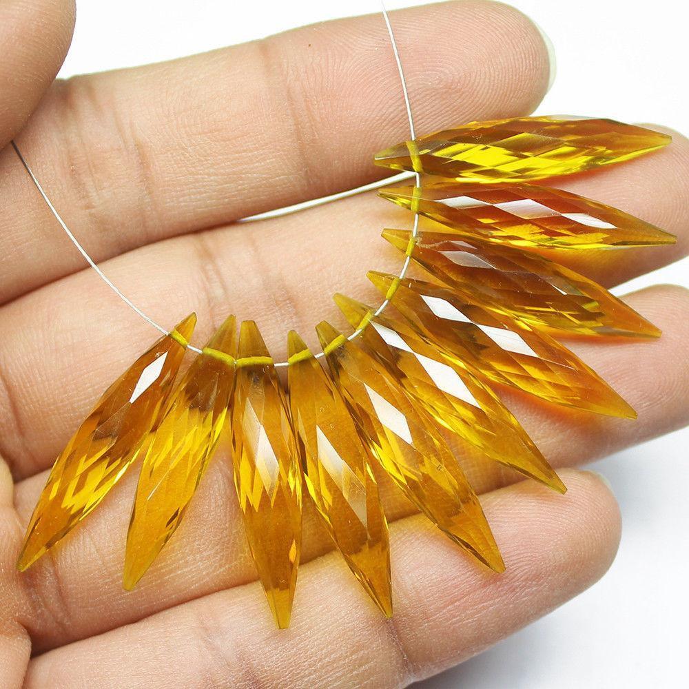 Gold Quartz Faceted Marquise Beads 30x6mm 6pc - Jalvi & Co.