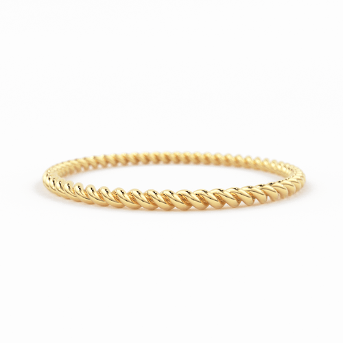 Gold Rope Ring / 14K Twisted Gold Round Wedding Band / 1.2 MM Yellow Gold Ring / Dainty Stacking Ring / Simple Delicate Ring / Thin wedding band - Jalvi & Co.