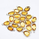 Golden Citrine 925 Silver Gold Vermeil Bezel Charm Pendant Finding 2pc 13mm